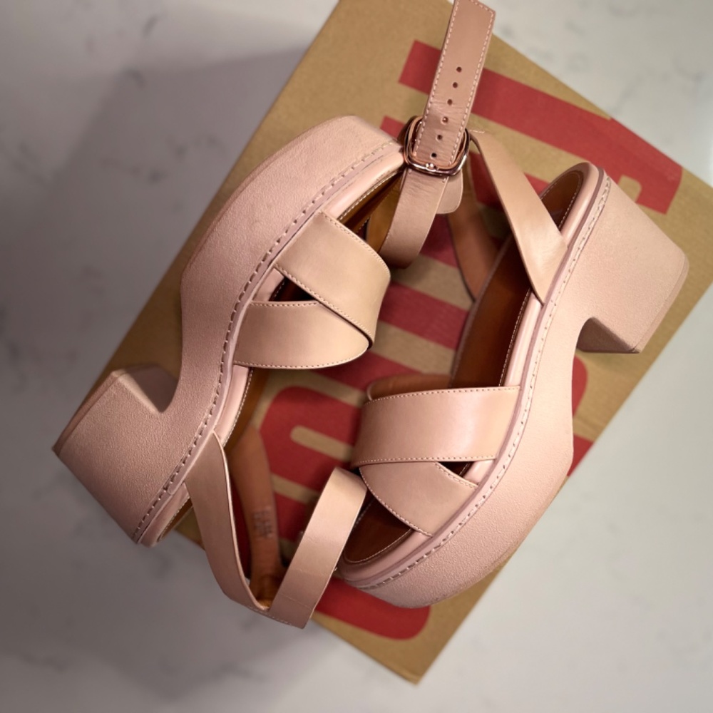 PILAR CROSSOVER LEATHER ANKLE-STRAP PLATFORMS SANDALS - Picture 8 of 13
